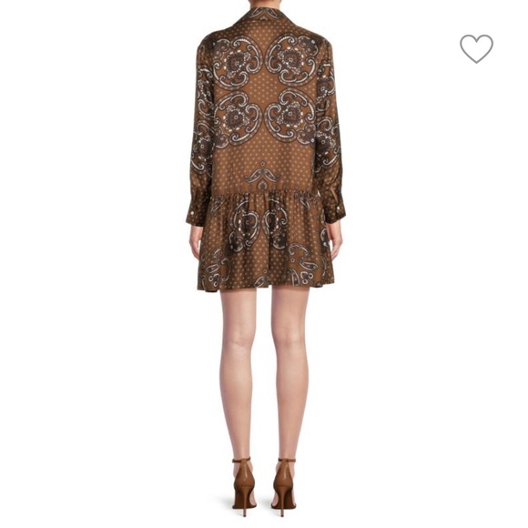 Sandro Aurelie Brown Paisley 100% Silk Dress - Picture 6 of 7